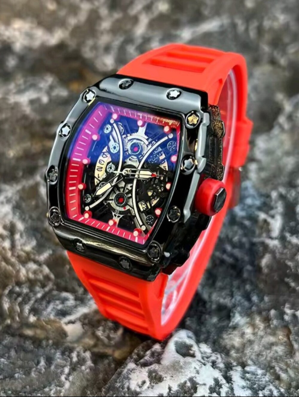 Men's Red Luxury Night Glow Sports Watch
